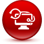 Computer and Health icon on shiny red circle button.