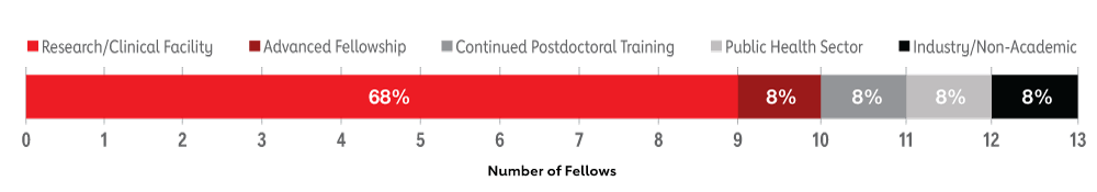 Percentage bar for the number of fellows and their discipline