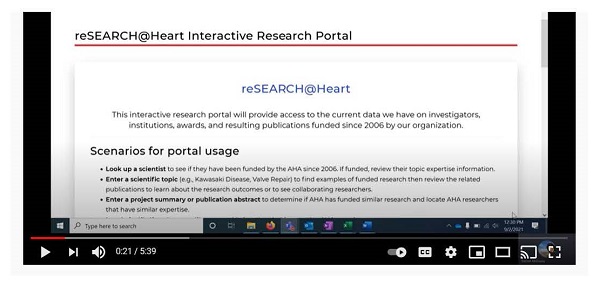 Image of reSEARCH@Heart portal home screen